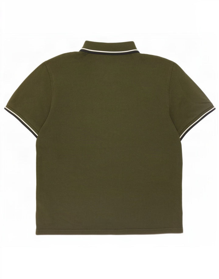 Fred Perry Herren-Poloshirt, groß, Khaki, gestreift, Baumwolle