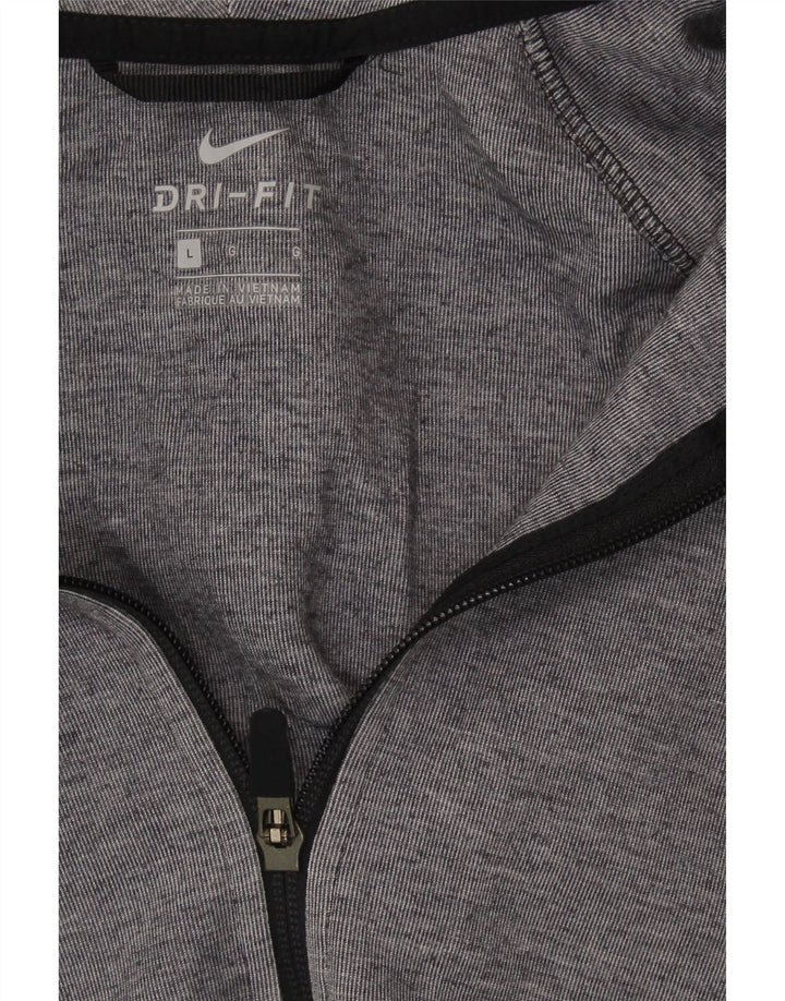 NIKE Womens Dri Fit Zip Hoodie Sweater UK 16 Large Grey Polyester Vintage Nike and Second-Hand Nike from Messina Hembry 