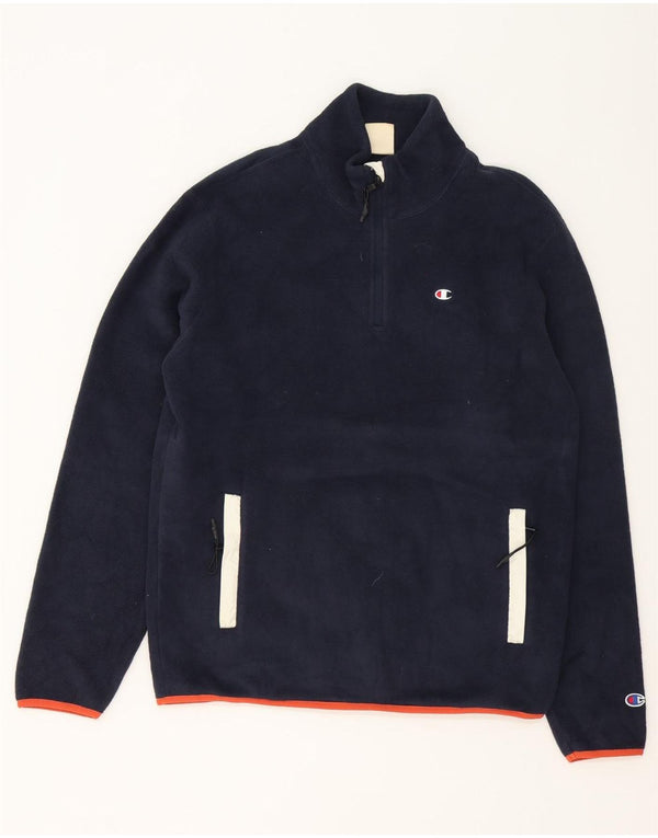 Champion Herren-Fleecepullover mit Reißverschluss am Hals, mittelmarineblaues Polyester