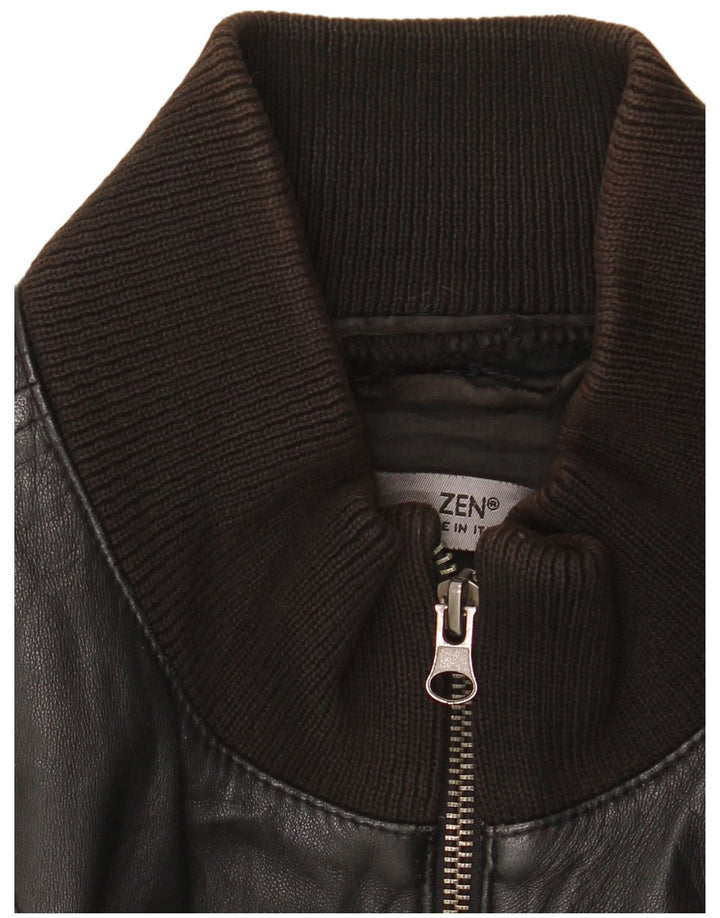 Zen Herren Lederjacke IT 54 XL Schwarzes Leder