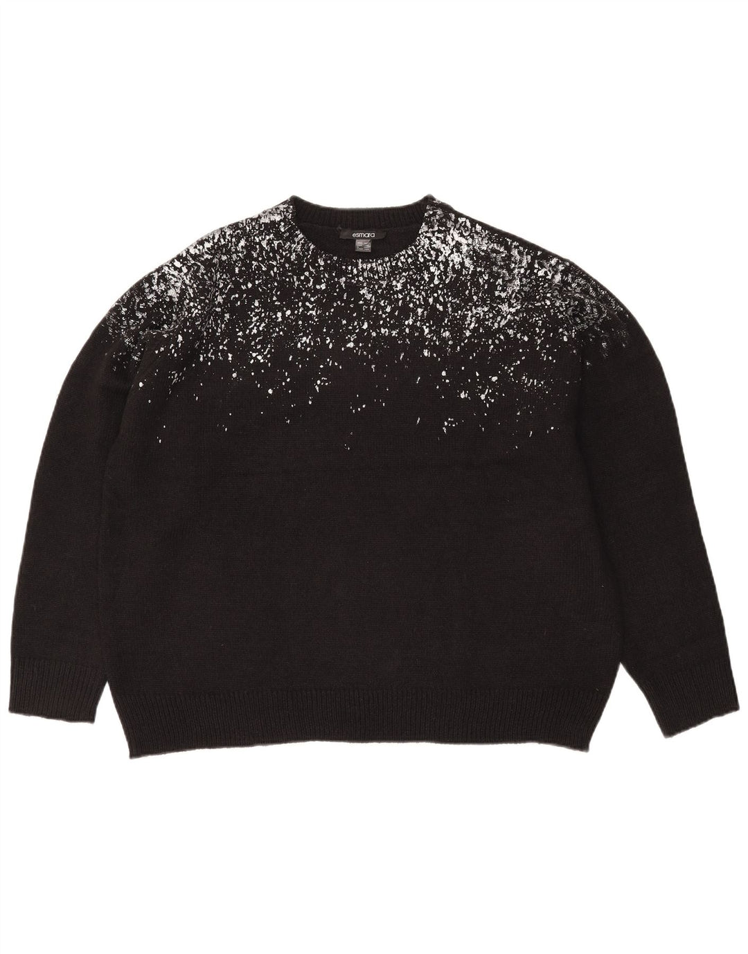 ESMARA Womens Crew Neck Jumper Sweater UK 16/18 Large Black Spotted