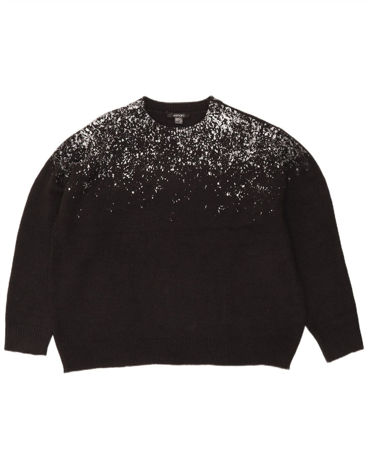 ESMARA Womens Crew Neck Jumper Sweater UK 16/18 Large Black Spotted