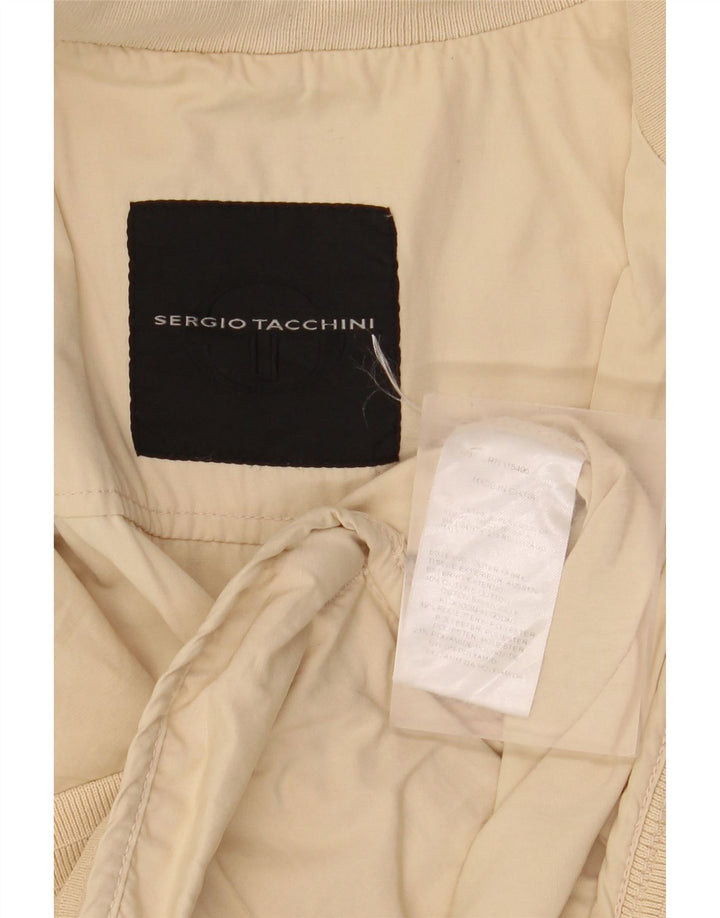 Sergio Tacchini Herren Bomberjacke UK 40 Large Beige Baumwolle