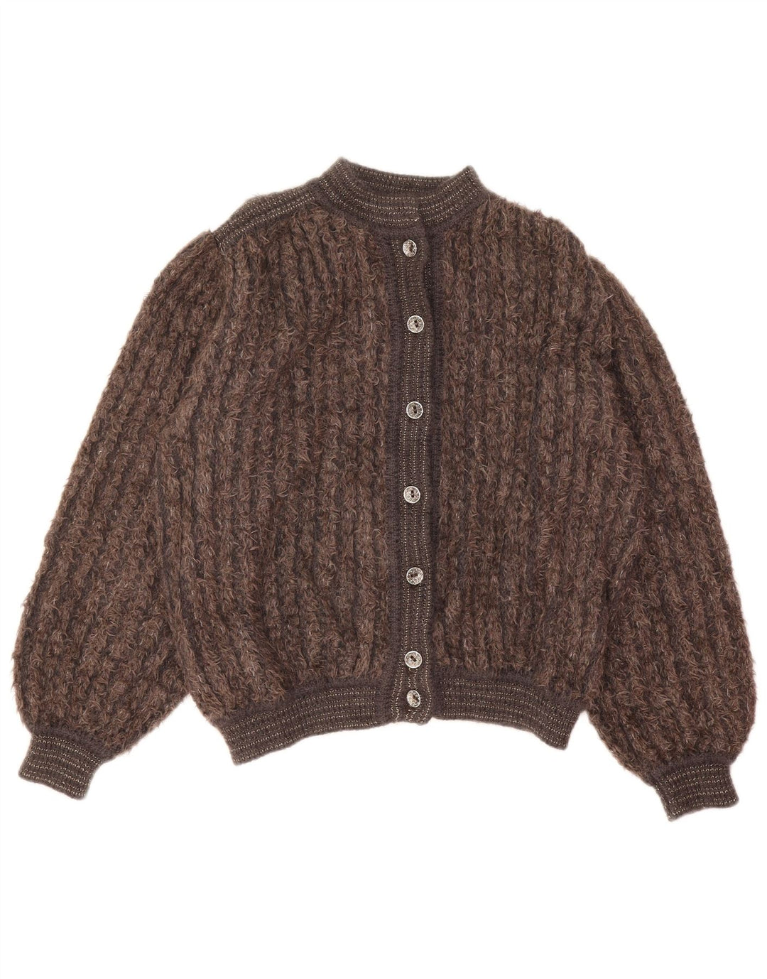 Mariedda Damen Strickjacke IT 46 Large Braun gestreift