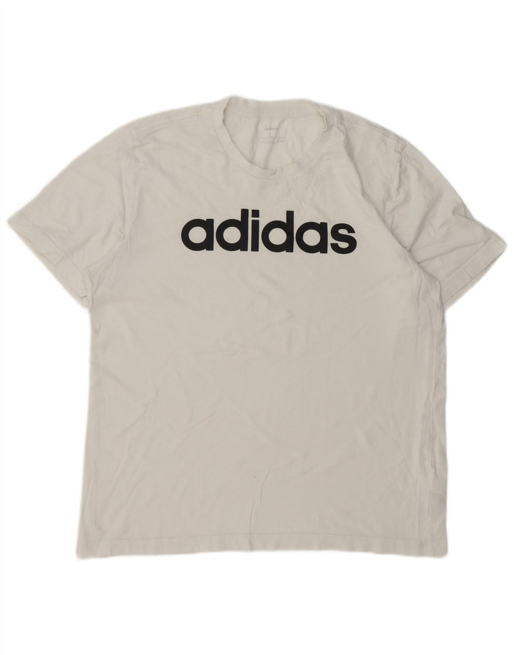 ADIDAS Mens Graphic T-Shirt Top Large White Cotton