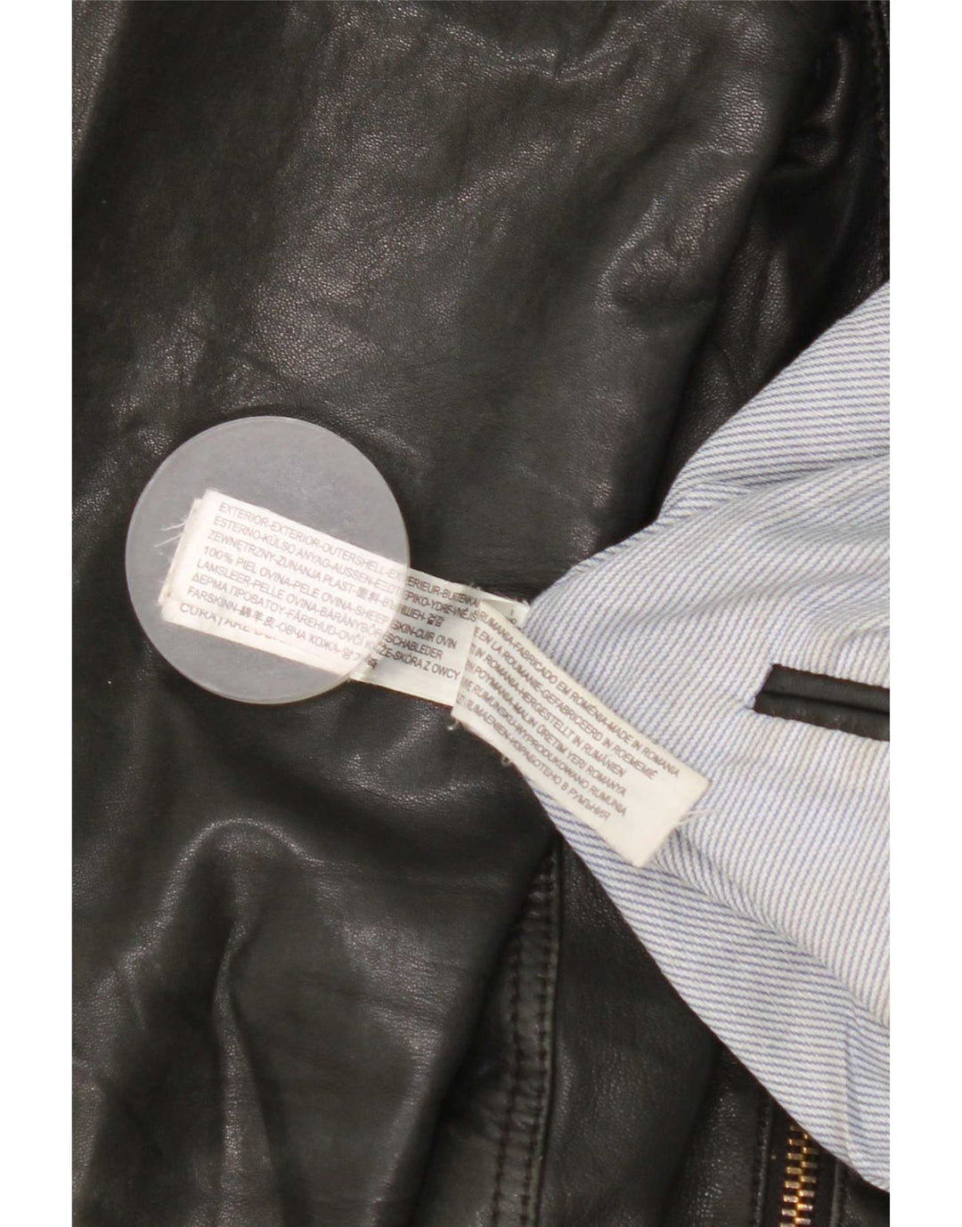 Massimo Dutti Damen Biker-Lederjacke UK 10 Small Schwarz