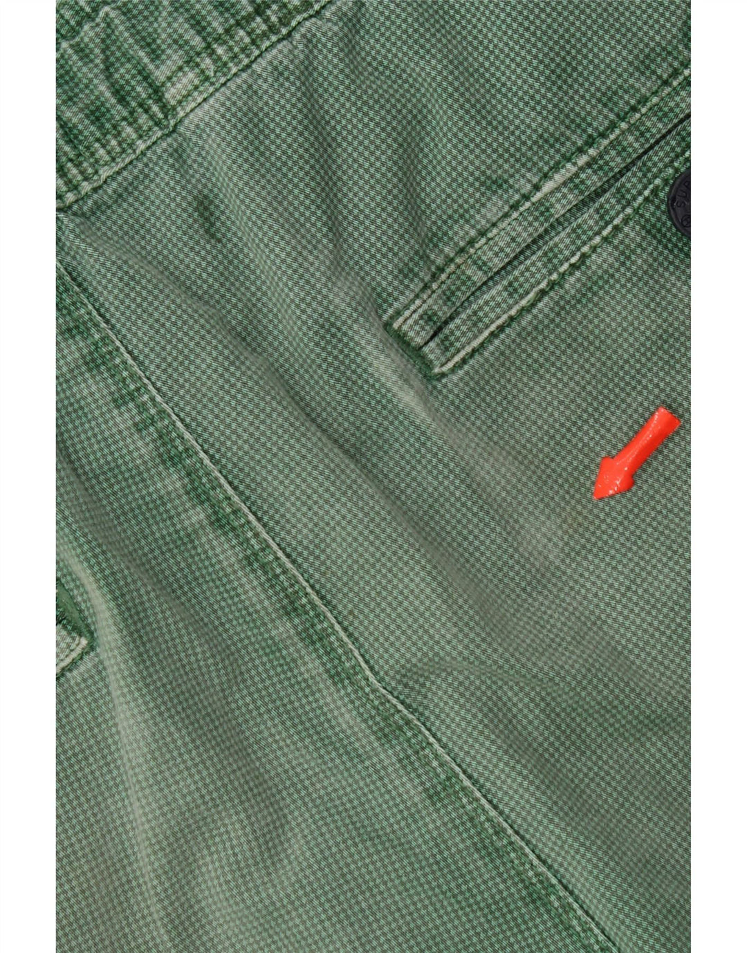 Superdry Herren-Chinoshorts, Größe L, W36, grüne Baumwolle mit Hahnentrittmuster