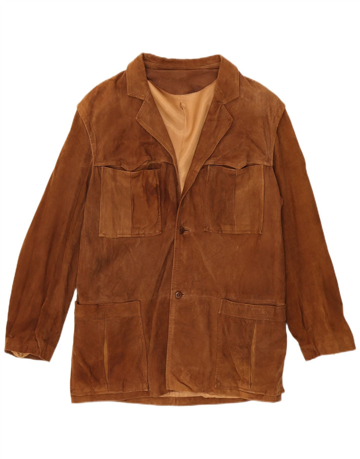 Vintage Damen Wildlederjacke IT 52 2XL Braunes Wildleder