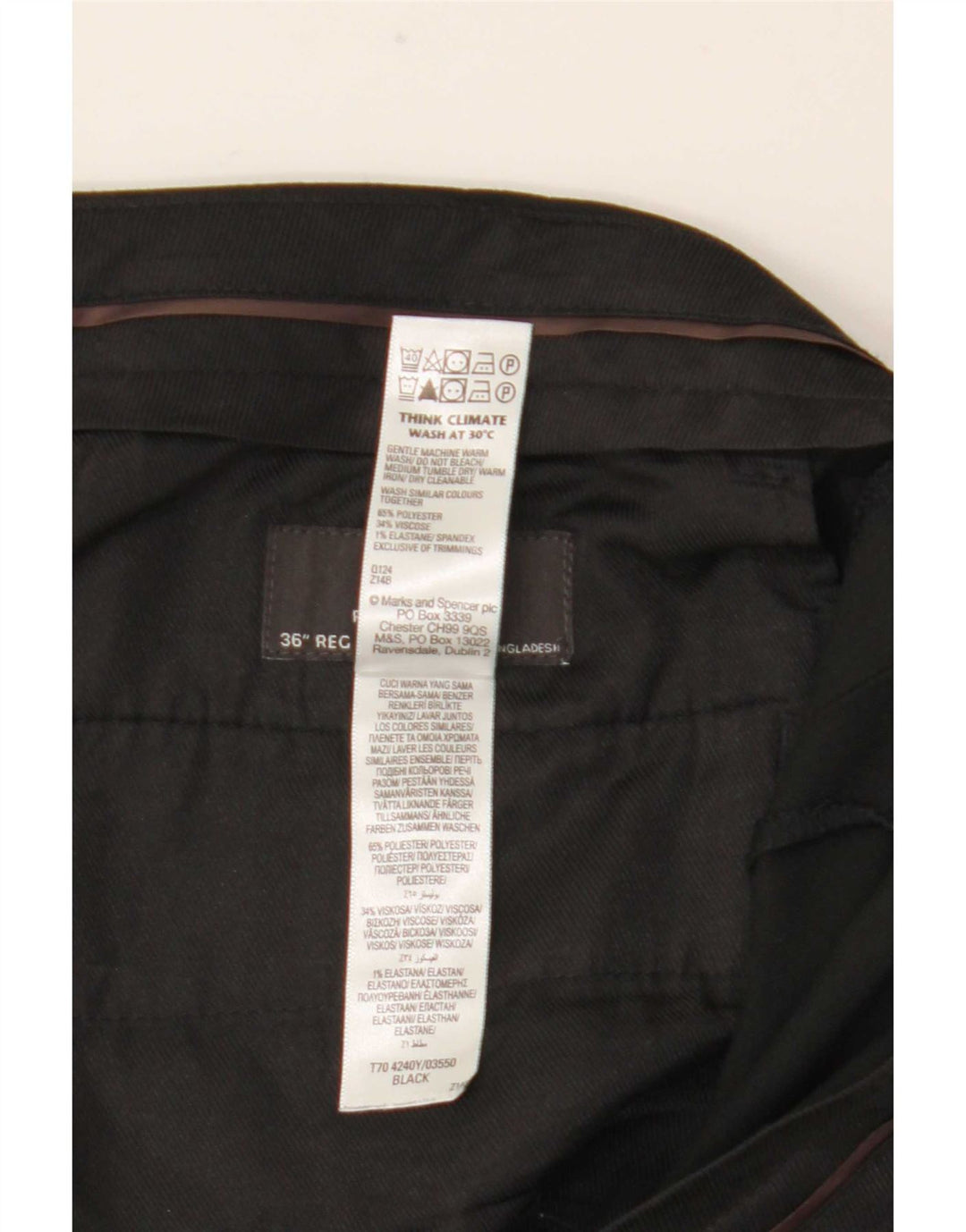 Marks & Spencer Herren-Anzughose mit gerader Passform und normaler Passform, W36, L31, Schwarz