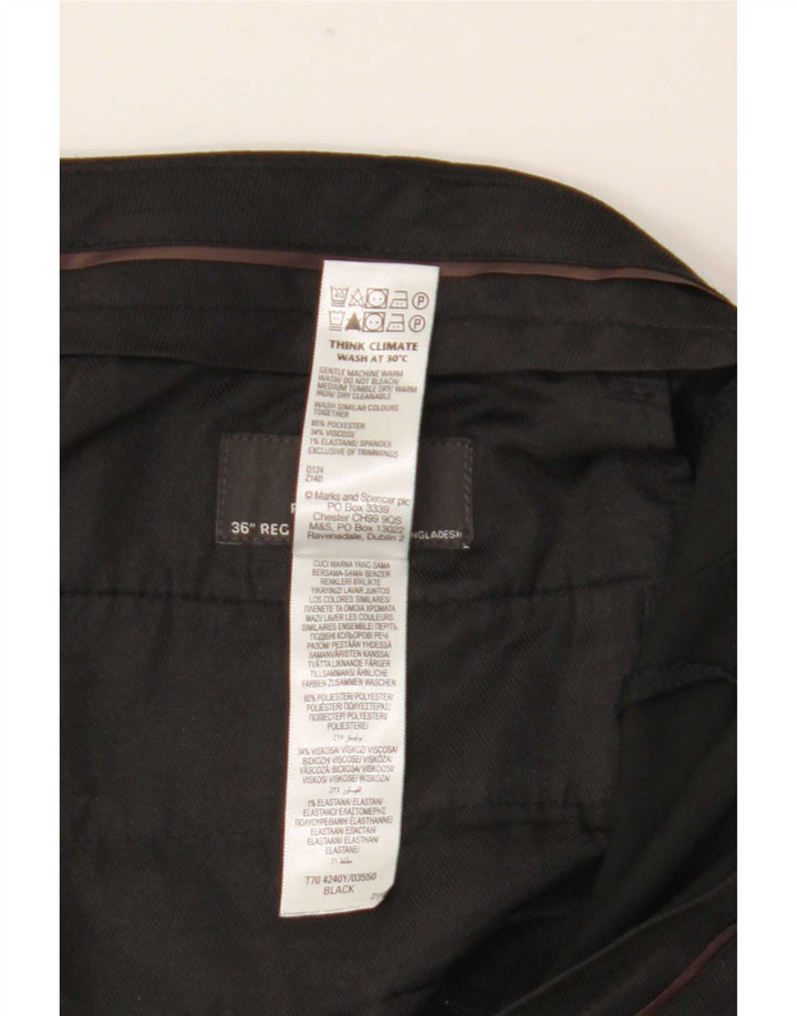 Marks & Spencer Herren-Anzughose mit gerader Passform und normaler Passform, W36, L31, Schwarz