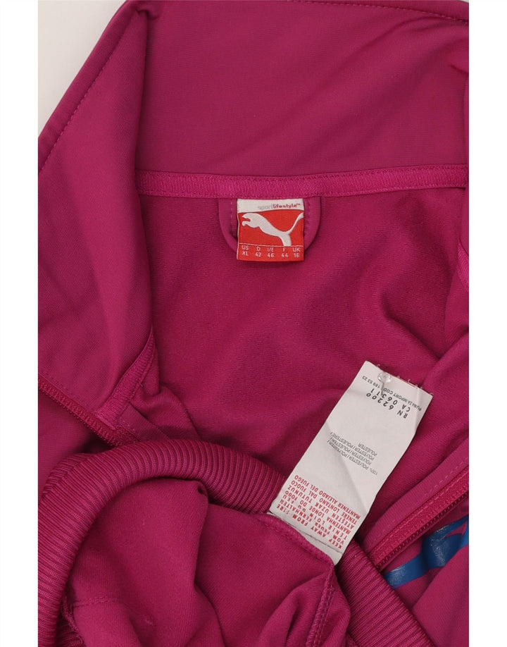Puma Womens Graphic Trainingsanzug Top Jacke UK 16 Large Pink Polyester