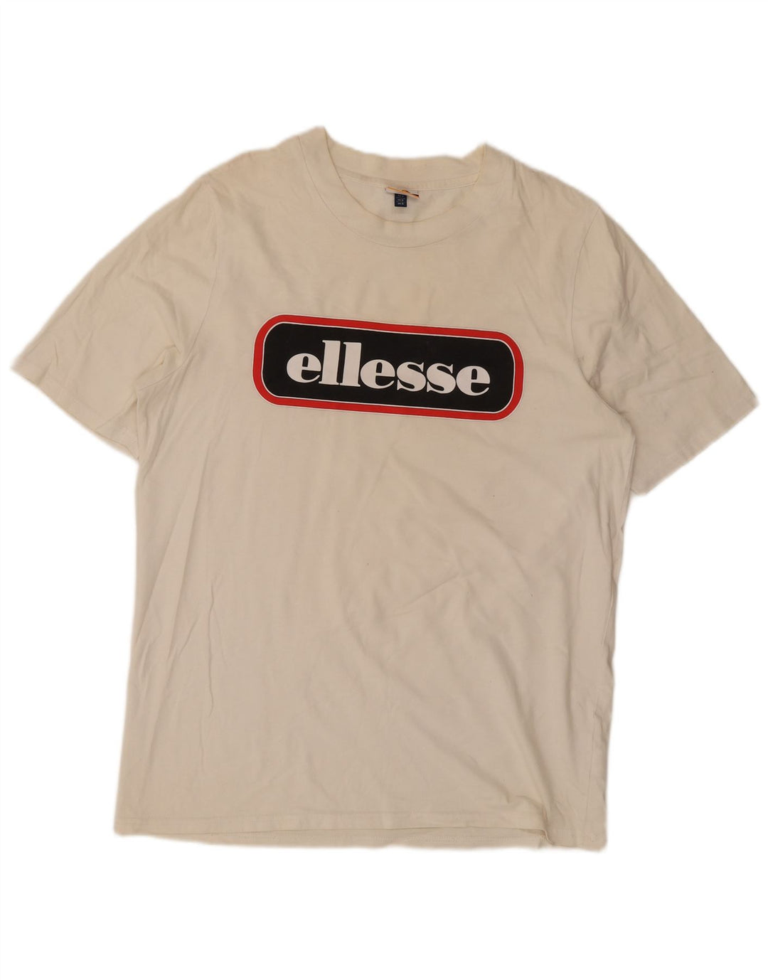 Ellesse Herren-T-Shirt mit Grafik, Größe S, cremefarbene Baumwolle