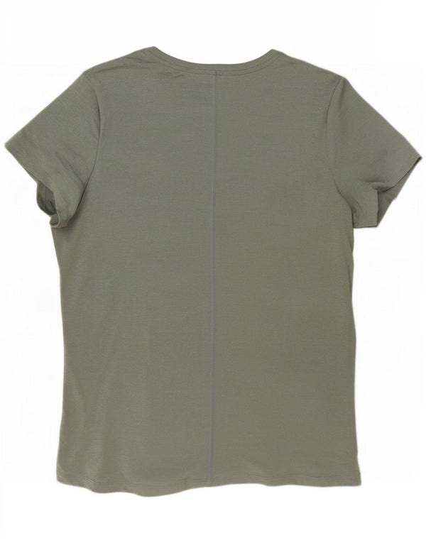 Nike Damen Dri Fit Slim T-Shirt Top UK 16 Large Grün Polyester