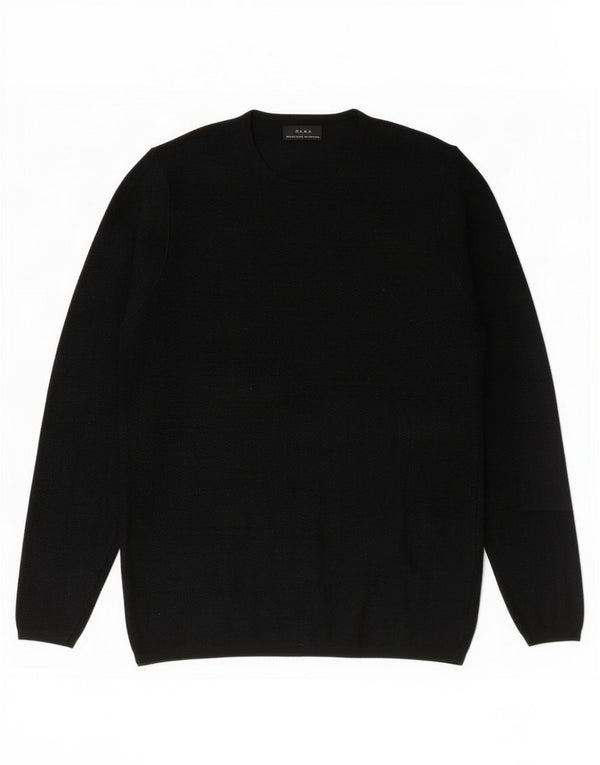 Zara Damen-Pullover mit Rundhalsausschnitt, Gr. 10, Größe S, Schwarz, Chevron-Viskose