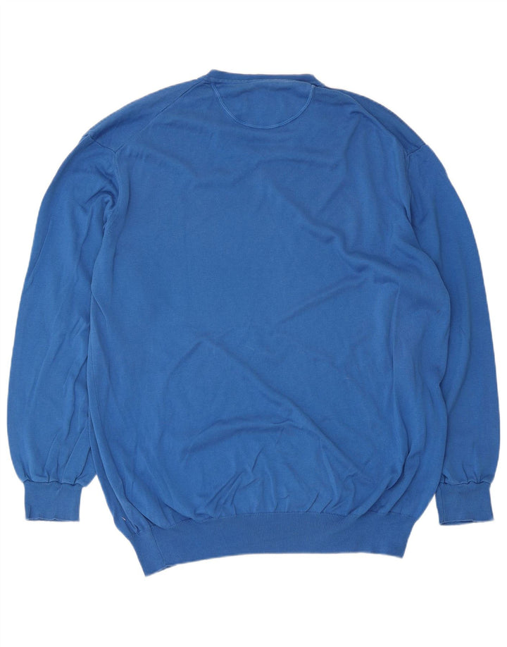 Marlboro Classics Herren-Pullover mit V-Ausschnitt, 3XL, blaue Baumwolle