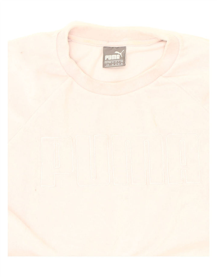 PUMA Womens Loose Fit Graphic Sweatshirt Jumper UK 14 Large Pink | Vintage Puma | Thrift | Second-Hand Puma | Used Clothing | Messina Hembry 