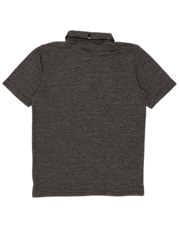 Puma Herren-Poloshirt, klein, schwarzes Nadelstreifen-Polyester