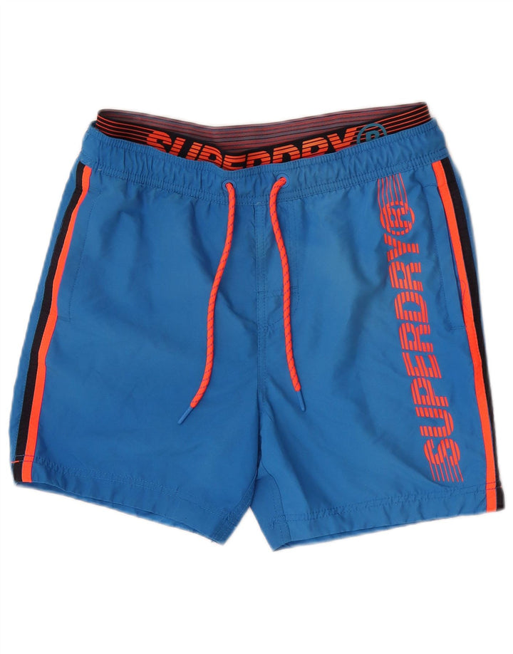 Superdry Herren-Badeshorts mit Grafik, mittelblau, Polyester