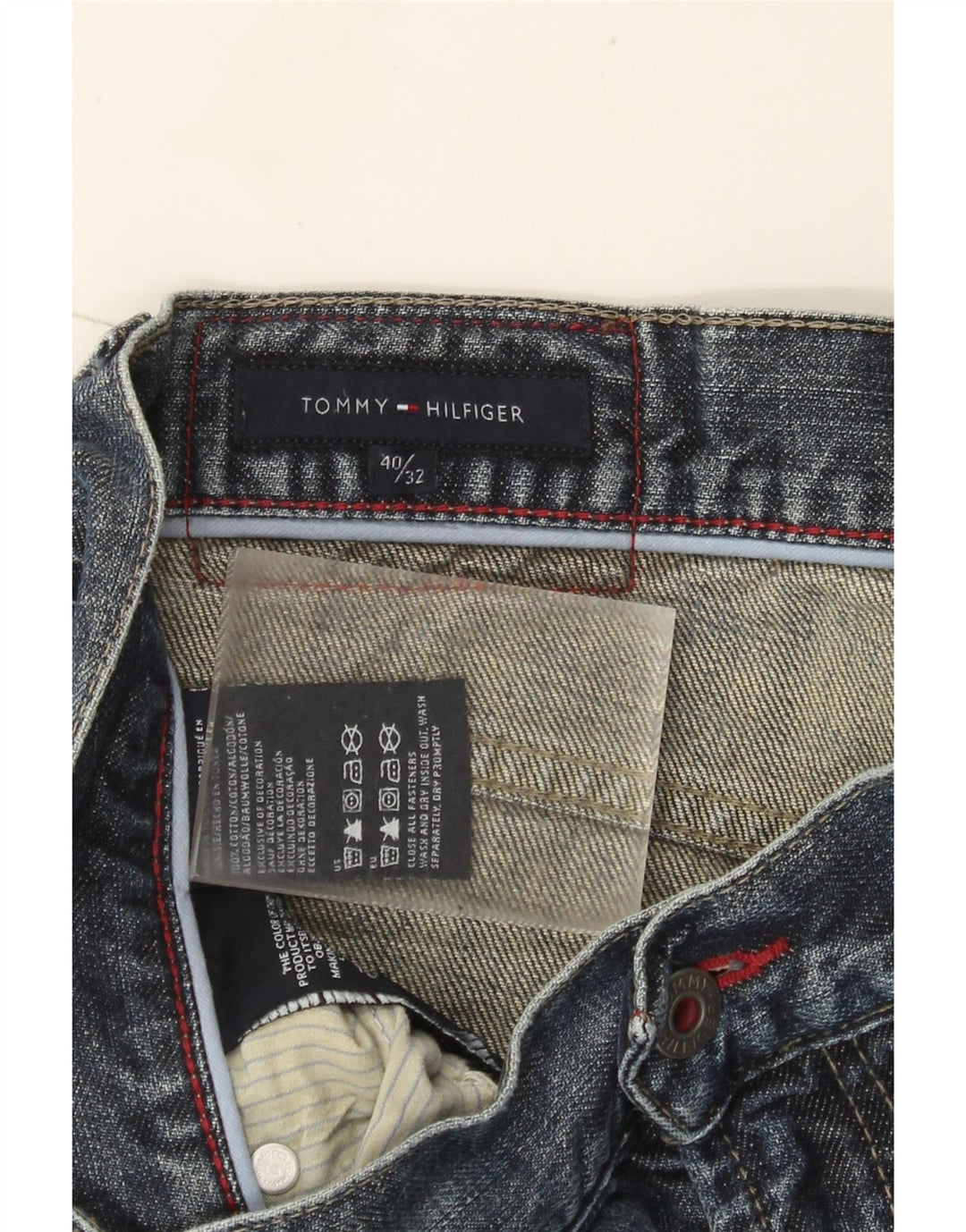 Tommy Hilfiger Herren Straight Jeans W40 L32 Blaue Baumwolle