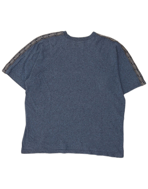 Asics Mens Graphic T-Shirt Top Large Blue Colourblock Cotton