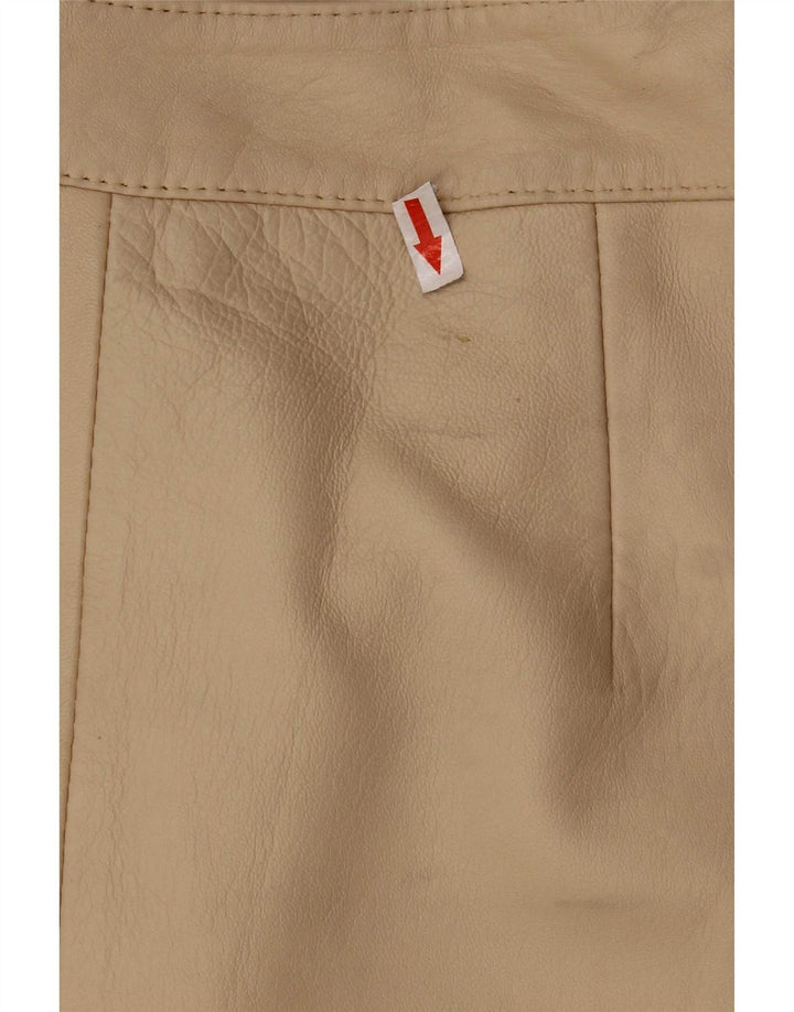 Vintage Damen Lederrock UK 12 Medium W28 Beige