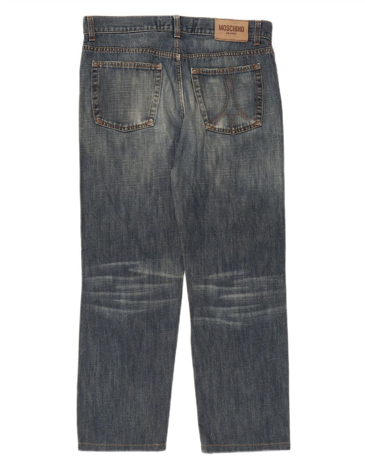 MOSCHINO Herren Straight Jeans W34 L27 Blaue Baumwolle