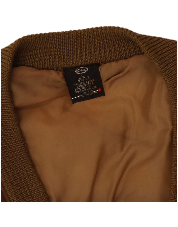 C&A Herren-Strickjacke aus Wildleder, EU 52/54, großes braunes Leder