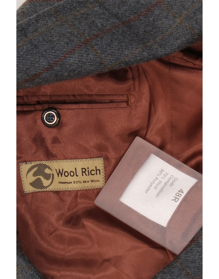 Woolrich Herren-Blazer mit 2 Knöpfen, UK 48 4XL, grau karierte Wolle