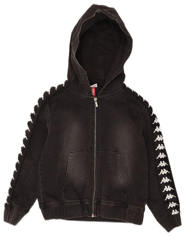 Kappa Jungen-Jeansjacke mit grafischer Kapuze, 7–8 Jahre, Grau