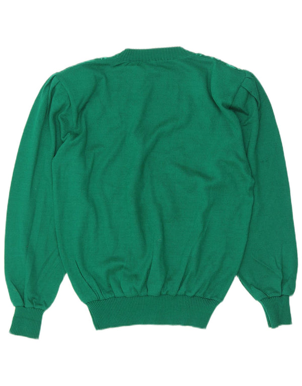 Vintage Damen Rundhalspullover Pullover UK 16 Groß Grün