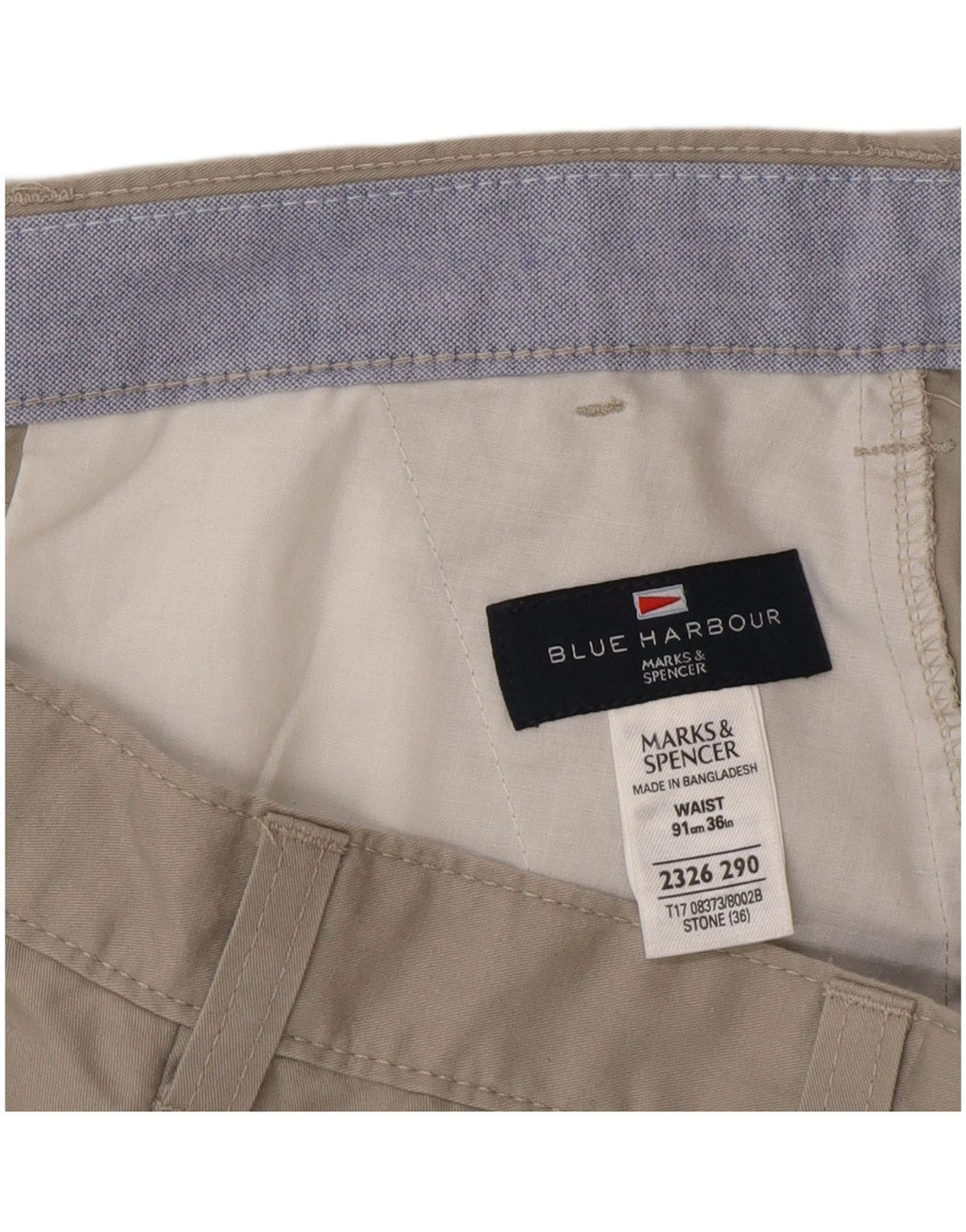 Marks & Spencer Herren Blue Harbor Chino Shorts W36 Große graue Baumwolle