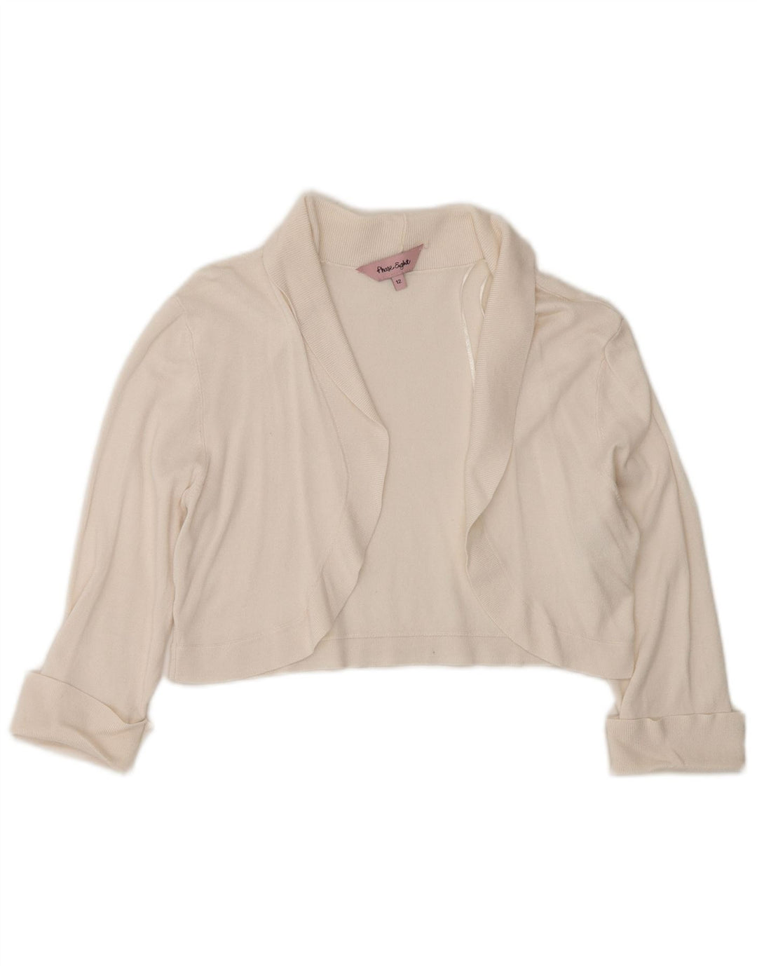 Phase Eight Offener Bolero-Pullover mit 3/4-Ärmeln für Damen, UK 12, mittelweiße Viskose