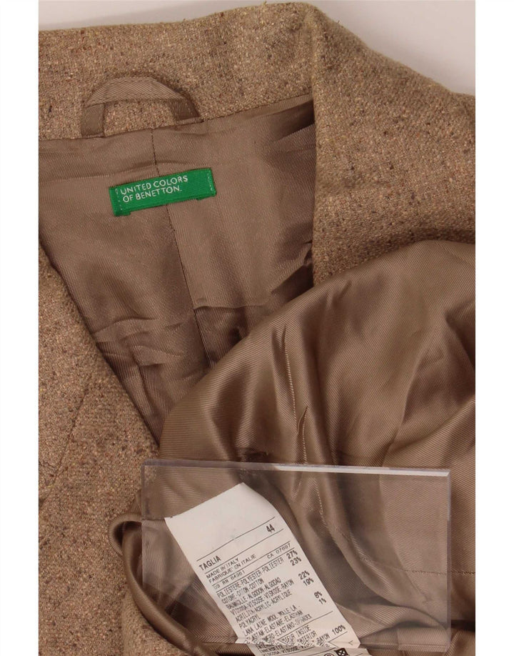 Benetton Damen-Blazerjacke mit 3 Knöpfen IT 44 Mittelbeige Polyester