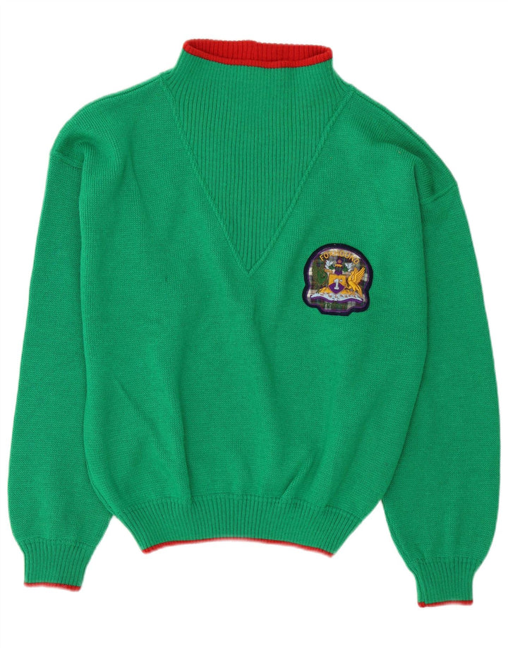 Foxhound Herren-Pullover mit Rollkragen, Grafik, groß, grüne Wolle