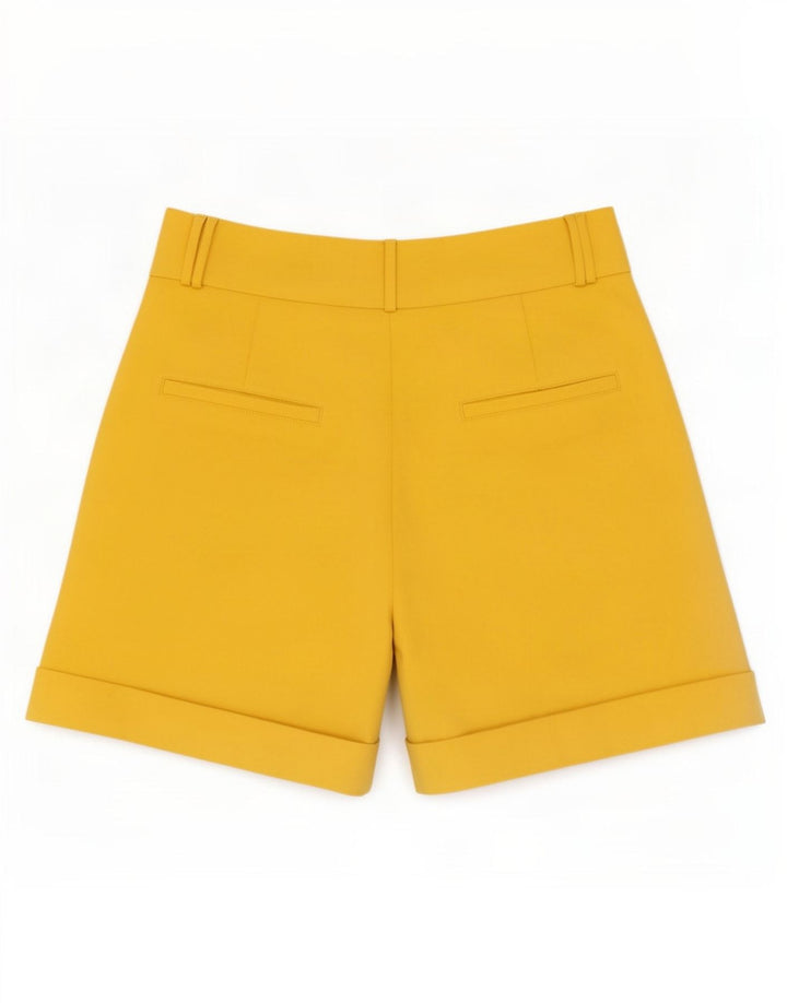 Zara Damen-Chinoshorts mit hoher Taille, mittelgroß, W28, gelbes Polyester