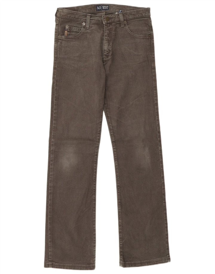 ARMANI Damen Straight Jeans W26 L29 Khaki Baumwolle