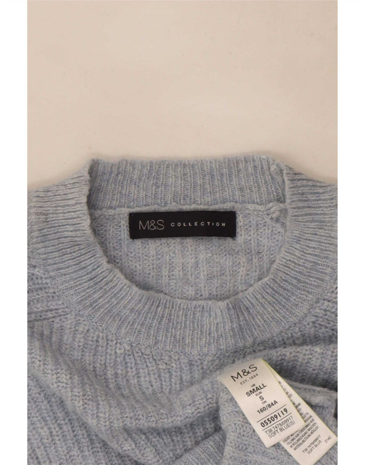 Marks & Spencer Damen-Pullover, übergroß, Rundhalsausschnitt, Gr. 10, Größe S, Blau