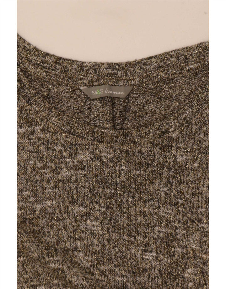 Marks & Spencer Damen T-Shirt Top UK 14 Mittelgrau meliert