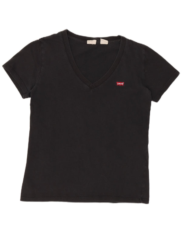 Levi's Damen T-Shirt Top UK 2 2XS Schwarz Baumwolle
