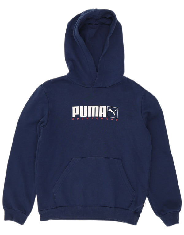 Puma Kapuzenpullover mit Grafik für Jungen, 11–12 Jahre, marineblaue Baumwolle