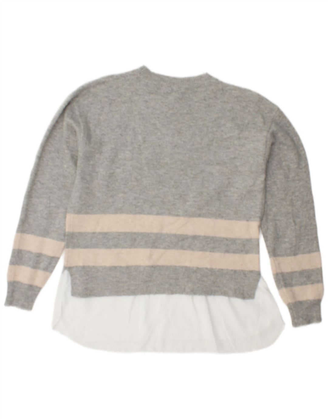 M&Co Damen-Pullover mit Rundhalsausschnitt, Gr. 10, klein, grau gestreift, Polyester