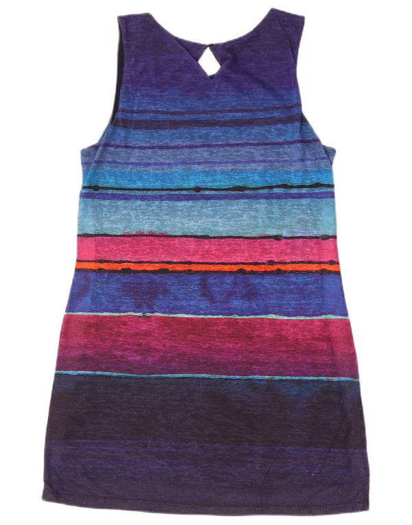Desigual Damen Grafik-T-Shirt-Kleid UK 18 XL Mehrfarbig gestreift
