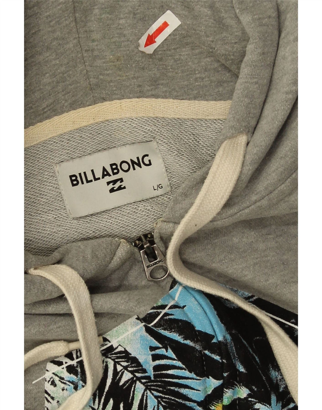 Billabong Herren-Kapuzenpullover mit grafischem Reißverschluss, groß, graue Baumwolle