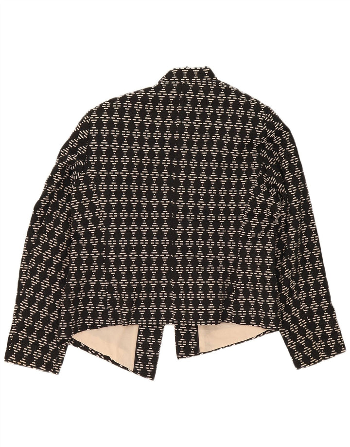 Marks & Spencer Offene Damen-Blazerjacke, UK 16, Größe L, Schwarz, geometrisch