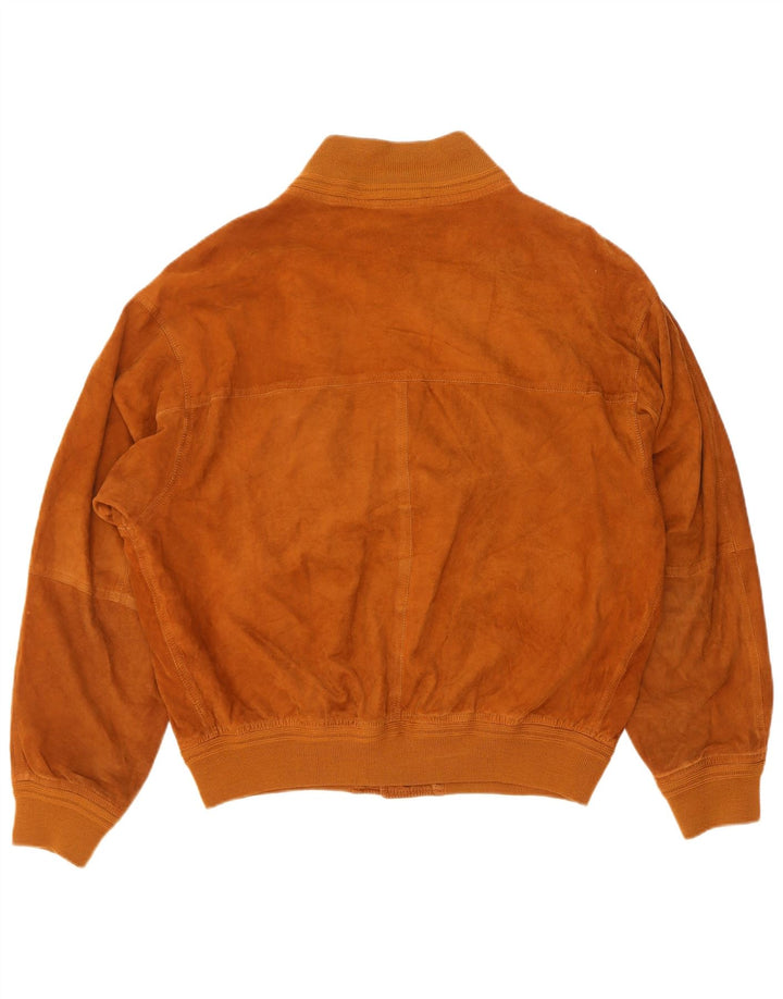 Vintage Herren Wildleder Bomberjacke IT 50 Großes braunes Leder