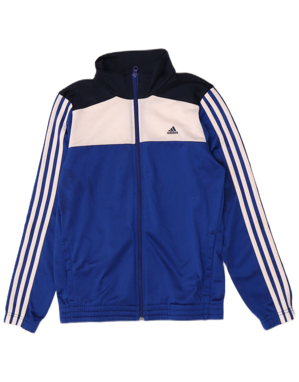 Adidas Jungen-Trainingsanzug-Top-Jacke, 13–14 Jahre, blaues Colourblock-Polyester