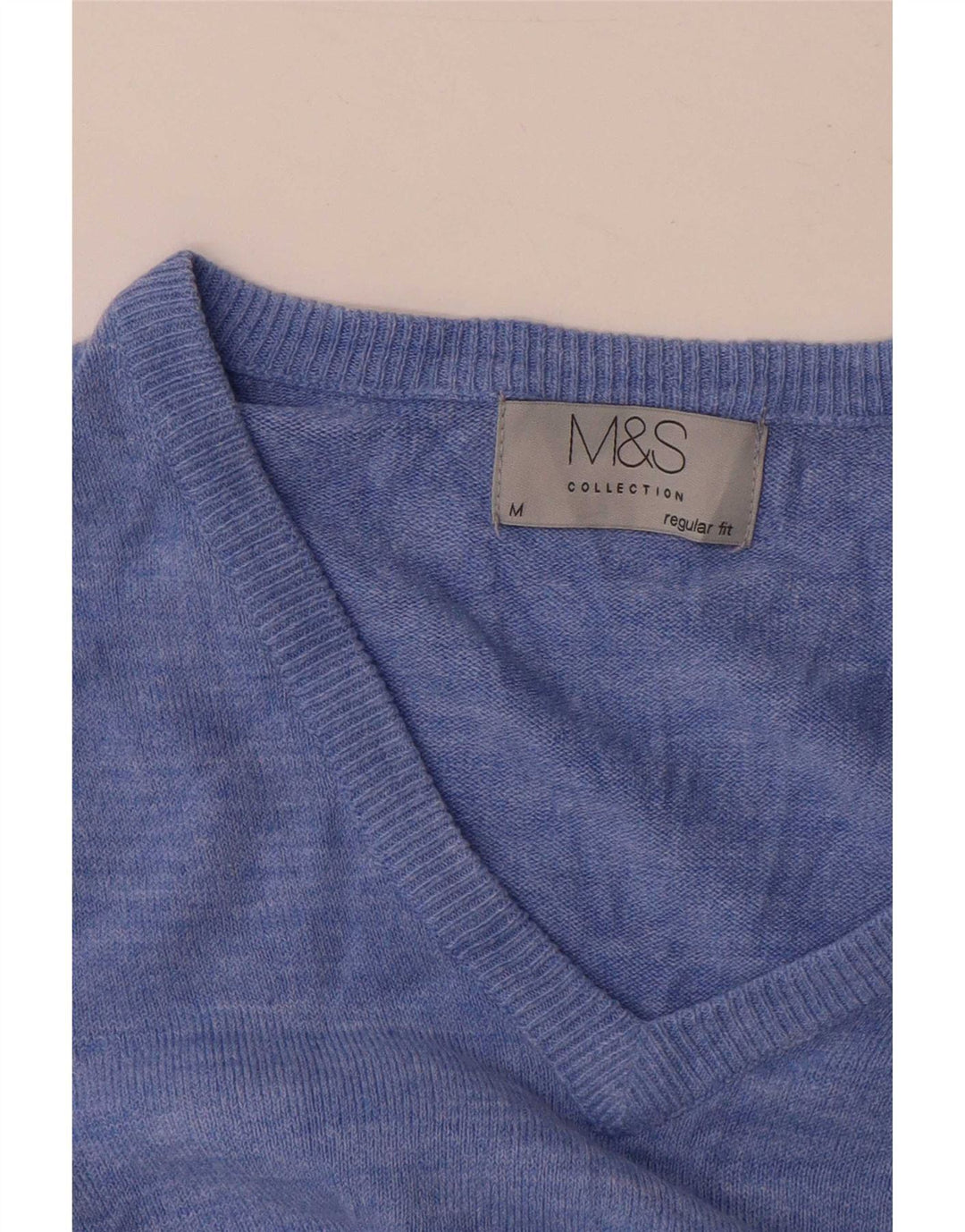 Marks & Spencer Herren-Pullover mit V-Ausschnitt in Mittelblau