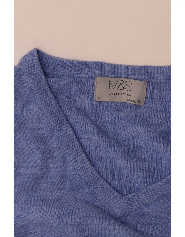 Marks & Spencer Herren-Pullover mit V-Ausschnitt in Mittelblau