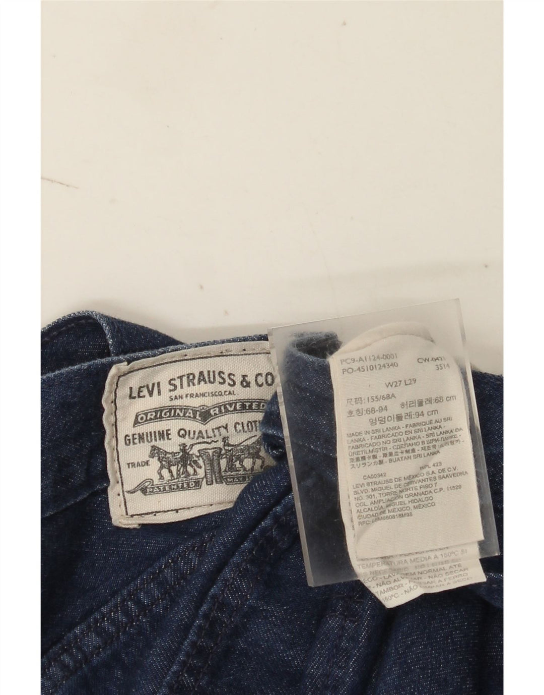 Levi's Damen Straight Jeans W27 L29 Marineblaue Baumwolle