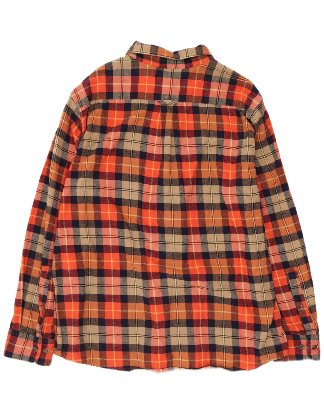 Eddie Bauer Herren Flanellhemd XL Orange kariert Baumwolle